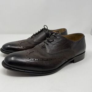 WALL & WATER Shoes Mens 9 Brown Leather Wing-Tip Derby Dress Made In Italy